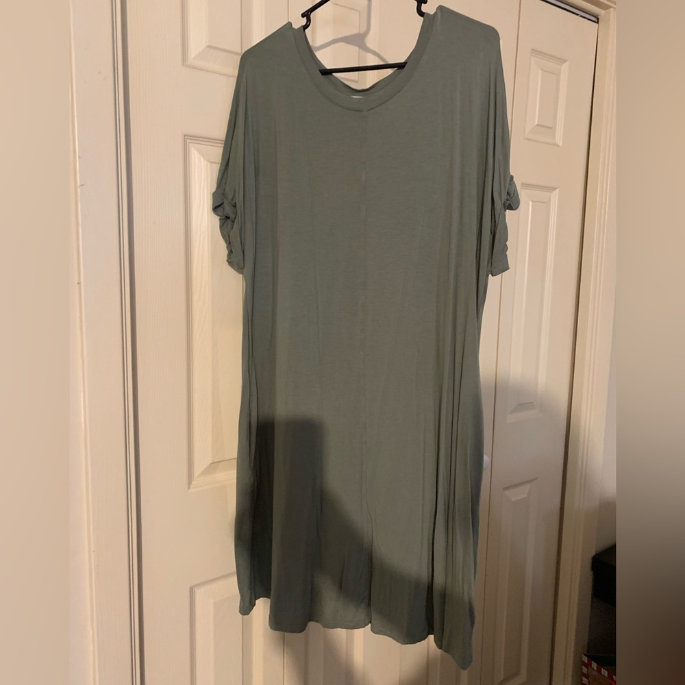 Terra&Sky olive jersey dress, size 0X.